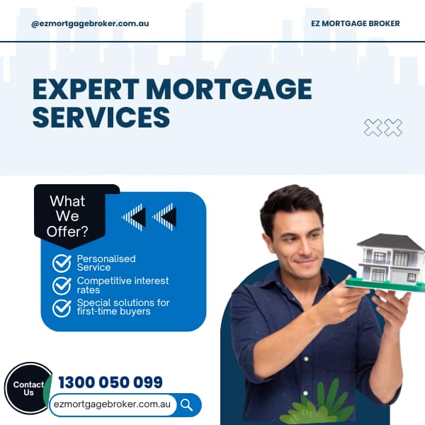 Mortgage broker holding a model house, offering expert home loan services, competitive rates, and first-time buyer solutions. Contact EZ Mortgage Broker at 1300 050 099 or https://www.google.com/search?q=ezmortgagebroker.com.au.